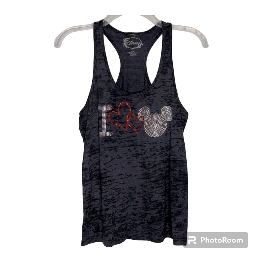 I Love Mickey Rhinestone and Stud Burnout Racer Back Top Size XL